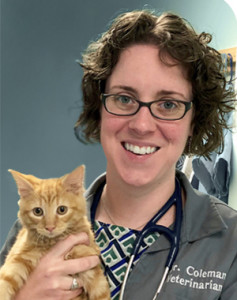 Emily Coleman, DVM holding orange kitten